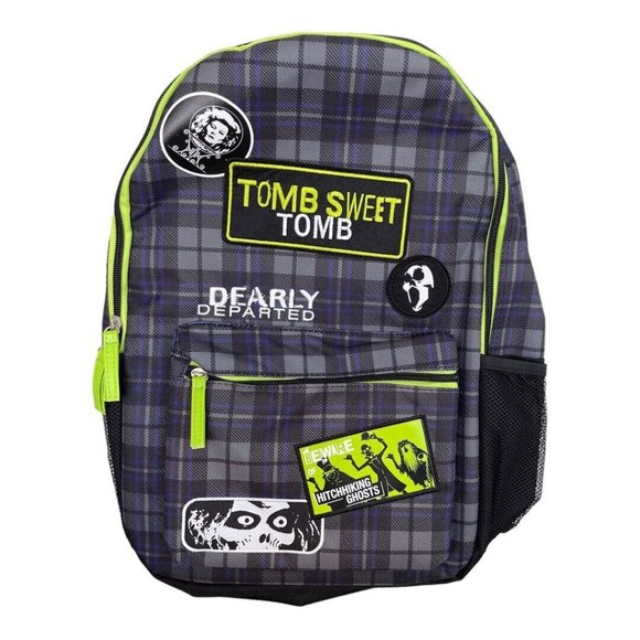 Disney Parks Tomb Sweet Tomb Plaid Haunted Mansion Leota Ghosts Patches Backpack - Picture 1 of 9